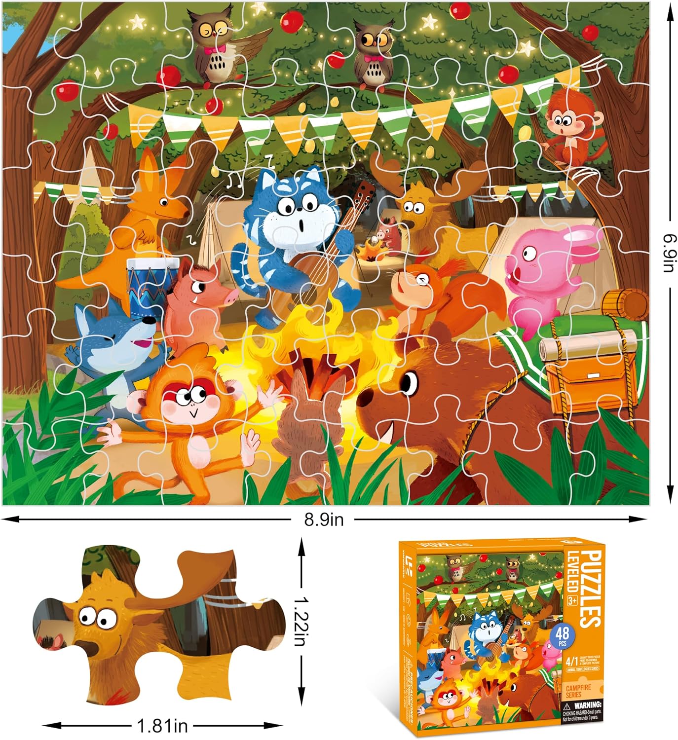Puzzles for Kids Ages 3-8 Year Old,35pcs Jigsaw Puzzles for Toddlers & Children Ages 4-6，Educational Floor Puzzles with Storage Box for Gifts（Fire Engine）