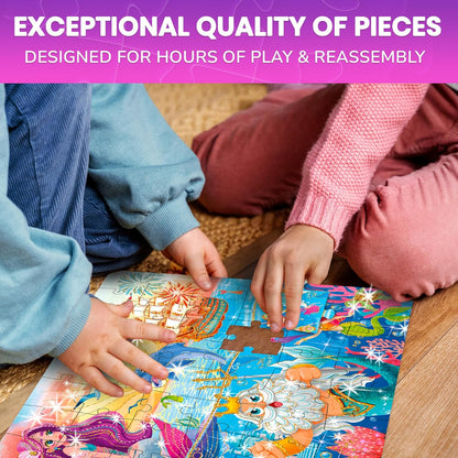 QUOKKA Puzzles for Kids Ages 4-6 - Set of 4x60 Jigsaw Puzzles for Toddlers 3-5 - Unicorn Princess Animals Toys for Children 6-8 yo - Gift Educational Game for Boys & Girls