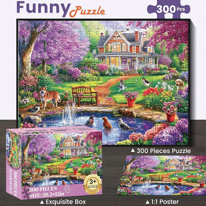 300 Piece Puzzles for Adults,Spring Jigsaw Puzzle for Kids Seniors,Puzzle with Letters on Back,Interlock Perfectly No Dust,Interlock Perfectly No Dust,Challenging Family Activity Game Gifts,20.5*15In