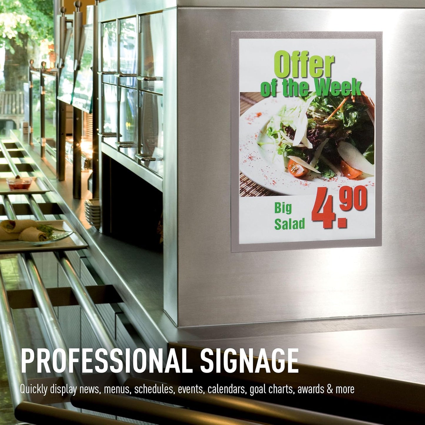 Durable Duraframe Self Adhesive Magnetic Sign Holder in Half Letter-Size 5.5" x 8.5" Inches - Black Frame - Pack of 2
