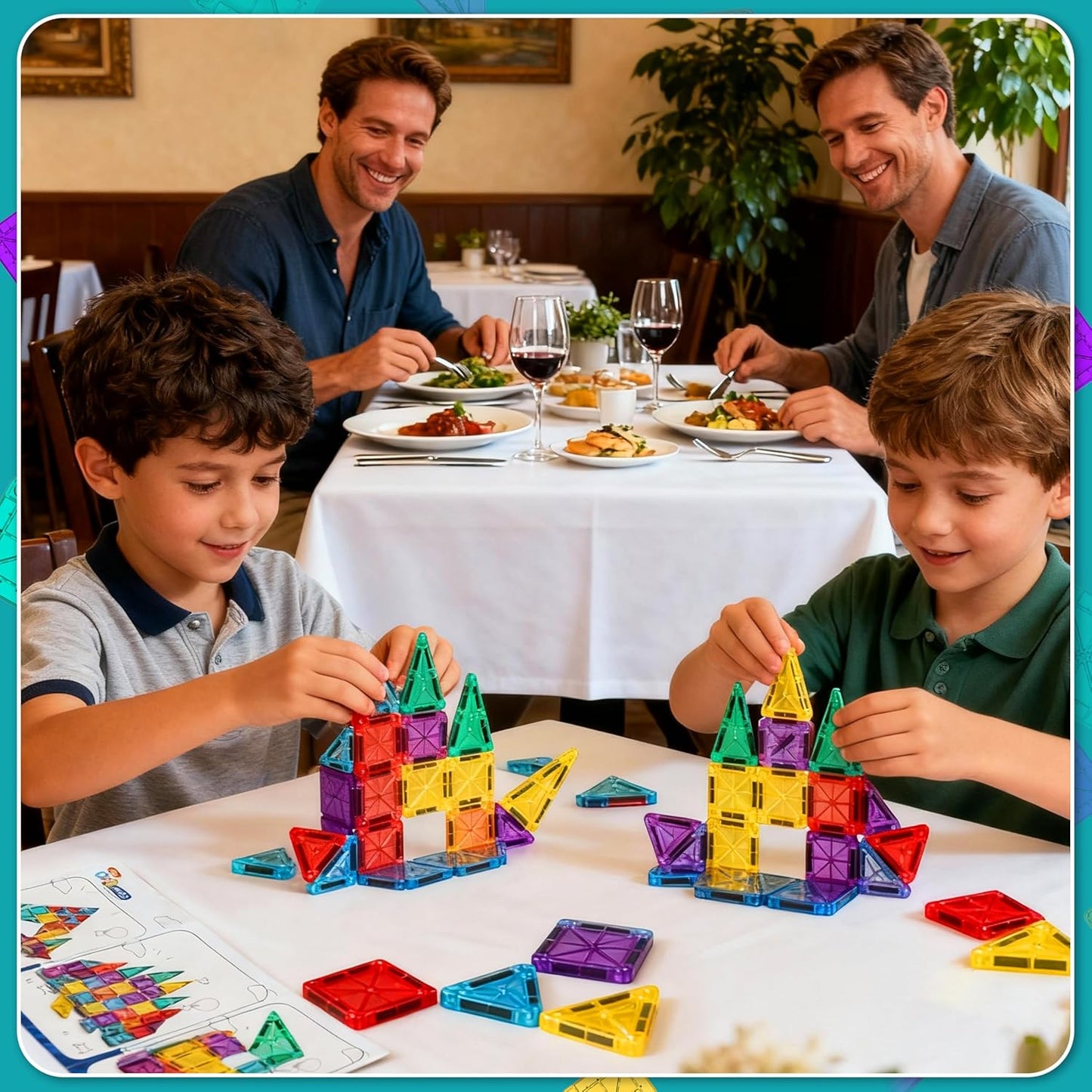 Magnetic Tiles for Kids Mini Magnet Tiles Building 43PCS Toddlers Magnetiles Travel Toys with Case & 2 Cars Basic STEM Magnets Construction Tile Toy Set Ages 3-8 Boys Girls