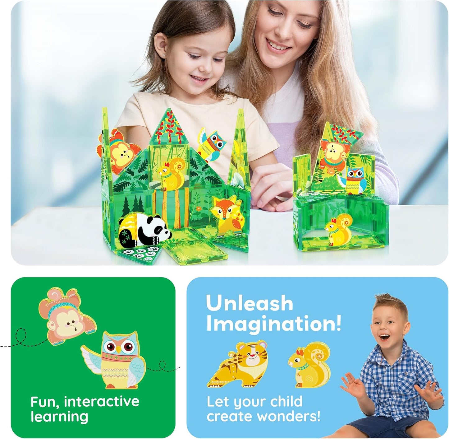 PicassoTiles Magnetic Tiles Magnet Tile Building Blocks Marine Animal World Themed Set with 8 Ocean Character Action Figures STEM Learning Toy Construction Toddlers Boys Girls Ages 3+ PTQ25