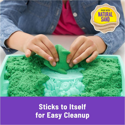 Kinetic Sand, Sandbox Set with 1lb Blue Play Sand, 4 Tools & Molds, Storage, Sensory Toys for Kids Ages 3 and up