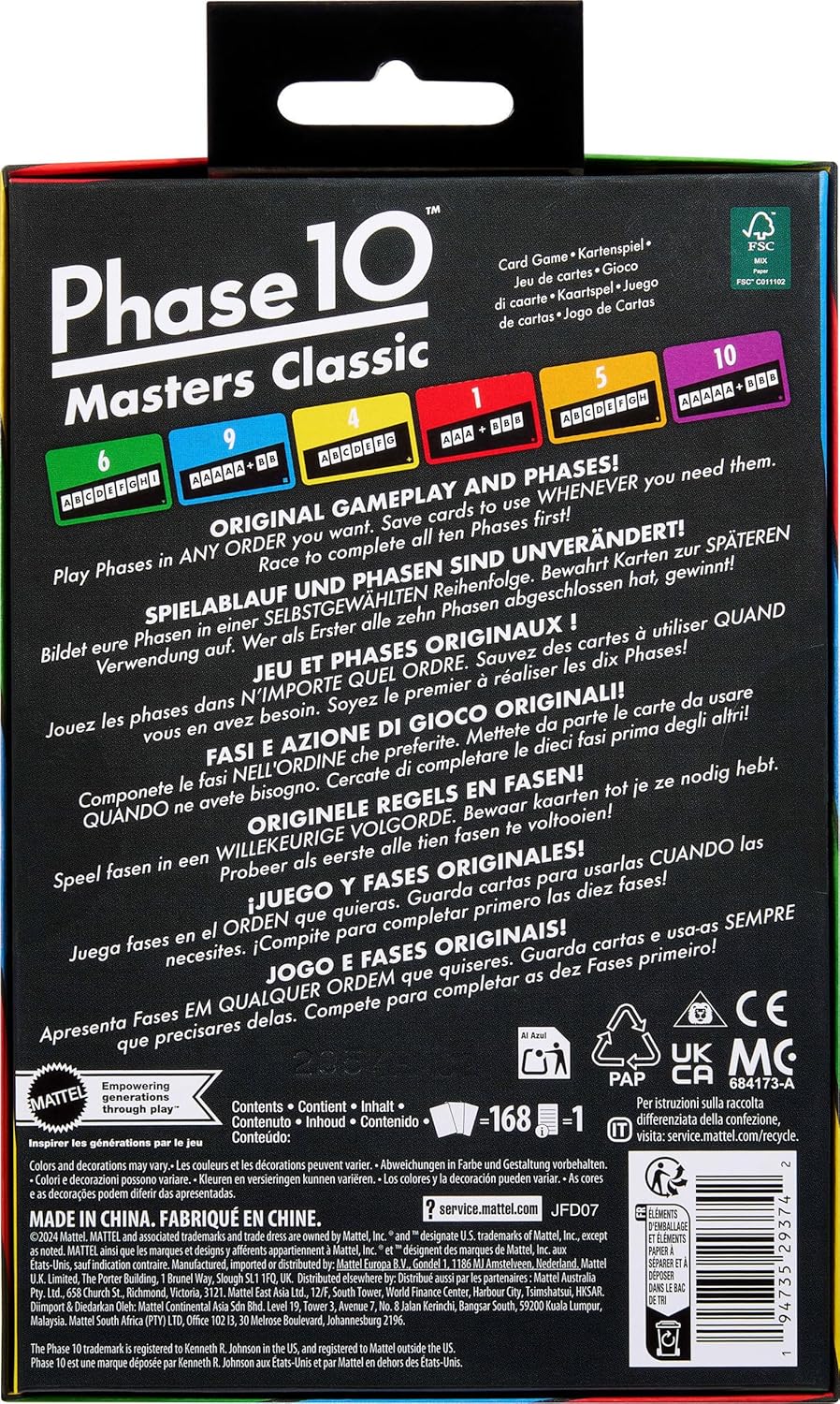 Mattel Games Phase 10 Card Game with 108 Cards, Makes a Great Gift for Kids, Family or Adult Game Night, Ages 7 Years and Older (Amazon Exclusive)