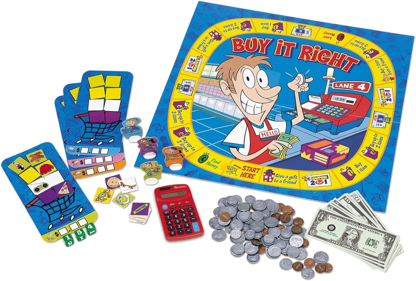 Learning Resources Buy It Right Shopping Game - Play Money for Kids, Elementary Math Games, Money Game, Shopping Games for Kids, Counting Toy