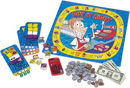 Learning Resources Buy It Right Shopping Game - Play Money for Kids, Elementary Math Games, Money Game, Shopping Games for Kids, Counting Toy