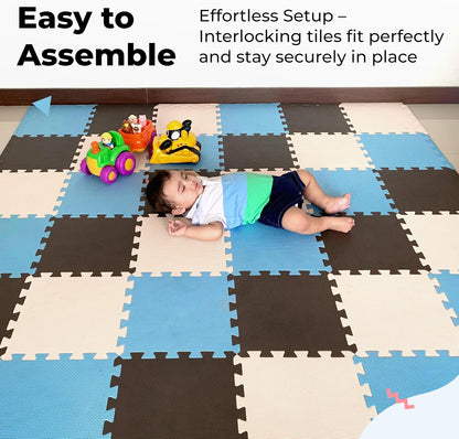 MioTetto Baby Play Mat, Soft Foam Floor Tiles for Kids. Adjustable Interlocking Foam Tiles, Fits with 50x50 Playpen Baby mat for Crawling & Development, Safe & Non-Toxic Playmat for Babies 6-12 Months