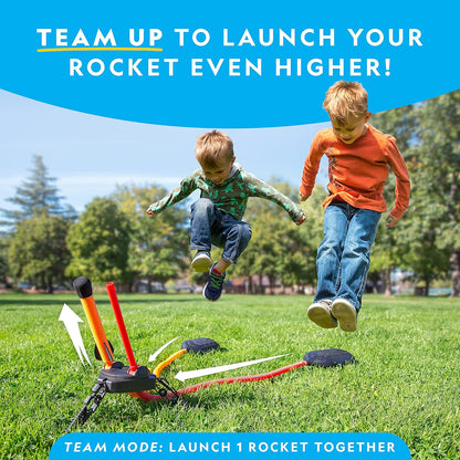 National Geographic Air Rocket Toy – Ultimate LED Rocket Launcher for Kids, Jump and Launch the Light Up, Air Powered, Foam Tipped Rockets up to 100 Feet