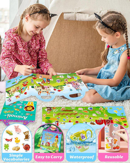 Walenced Reusable Sticker Book for Toddlers, Stickers for Kids, Toddler Sticker Book, Toddler Craft Activities, Toddler Travel Toys Ages 3 and Up Boy Girl Birthday Gifts