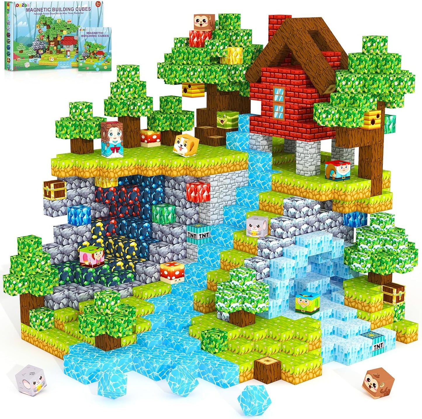 Magnetic Blocks, Magnetic Tiles Building Blocks, Magnet Cubes Toddler Kids Toys, Sensory STEM Toys for 3-5 4-6 5-7 6-8 Year Old Boys Girls Easter Birthday Gifts Travel Outdoor Kids Games (0.8IN/2CM)