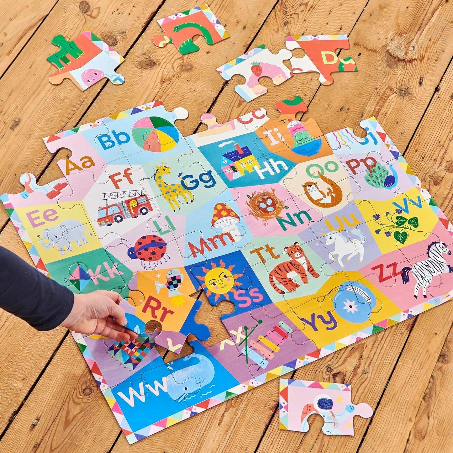 eeBoo 36 Piece Giant Floor Puzzle - Dinosaur Alphabet Children's Puzzle ABC & Dino Themed, Large Pieces for Small Hands to Develop Motor Skills