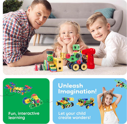 PicassoTiles 152pc STEM Construction Toy Building Set for Kids Ages 3+ Includes Power Drill, Ratchet, Idea Book, Storage Box Educational Engineering Science Kit & Sensory Toys for Boys & Girls PTN152