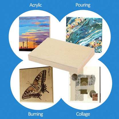 Falling in Art Unfinished Birch Wood Canvas Panels Kit, 4 Pack of 8x10’’ Studio 3/4’’ Deep Cradle Boards for Pouring Art, Crafts, Painting, and More