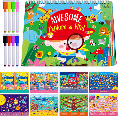 SpriteGru Dry Erase Mazes Game Pad, 30 Mazes Reusable & Erasable Book, Fun Brain Challenge Games Interesting Educational Toy and Learning Tool for Road Trip Airplane Travel
