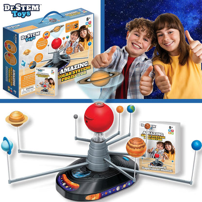 Dr. STEM Toys Solar System Projector Kit - Motorized Planet Model Set for Kids Ages 8-12 | Complete Educational Science Toy with 50+ Pieces | Home & Classroom Use