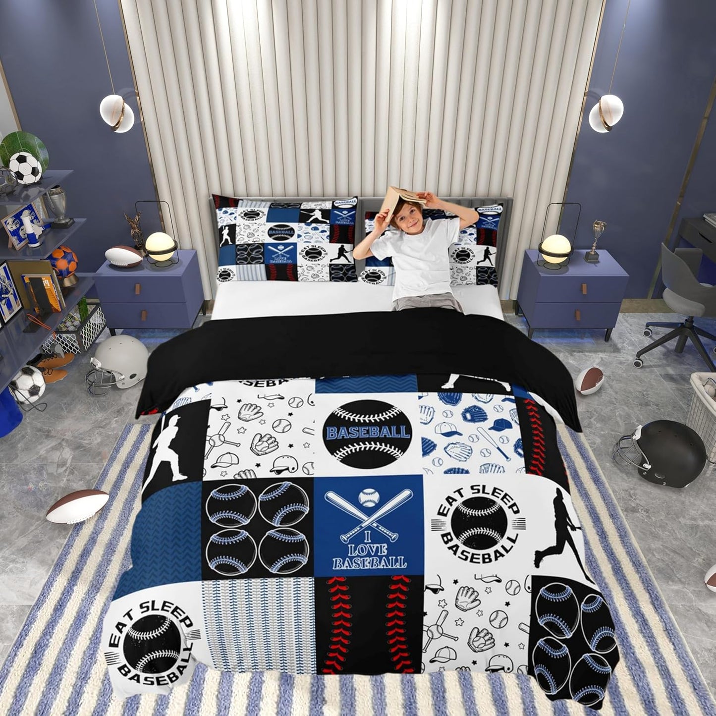 Drum Kit Duvet Cover,Kids Musical Instruments Bedding Set,Rock Music Comforter Cover for Boys Girls Room Decor,Neon Lighting Lightweight Bedspread Cover Twin Size with 1 Pillow Case(No Comforter)