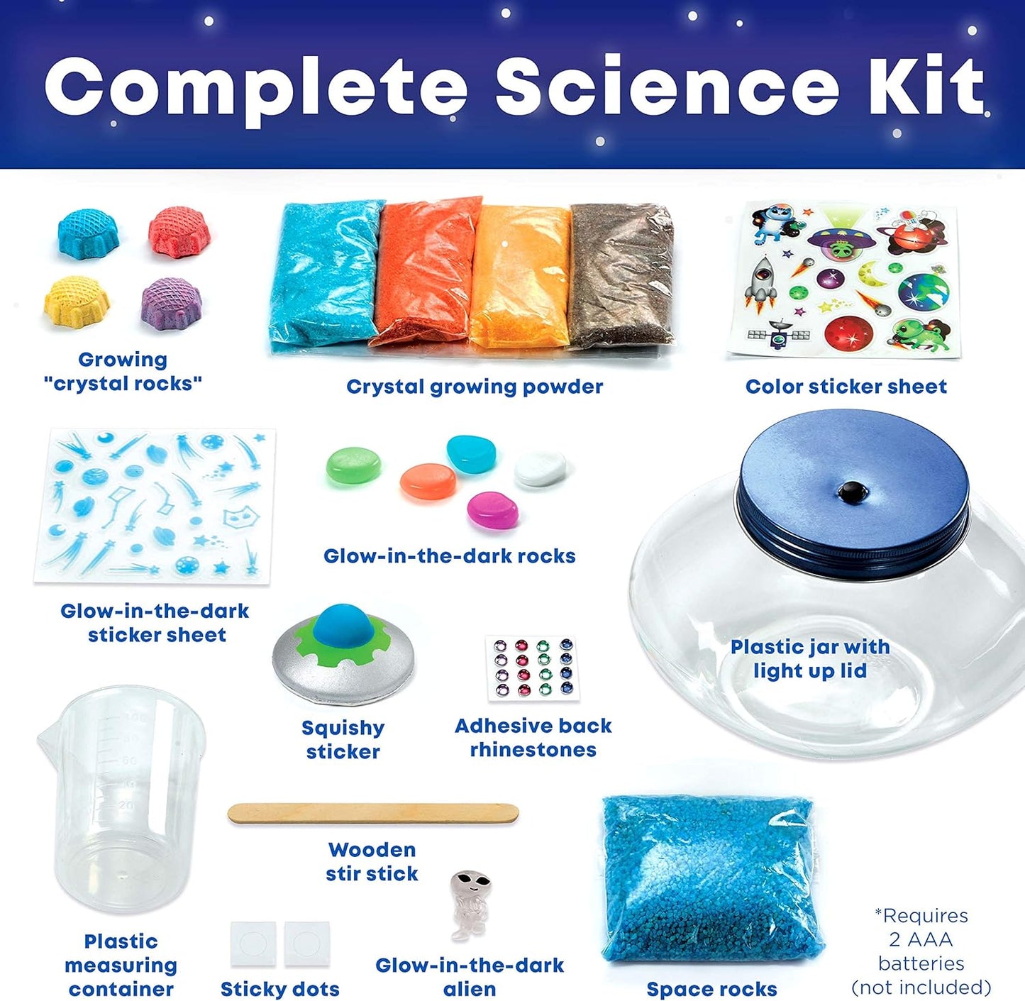 Creativity for Kids Crystal Space Terrarium Kit - Crystal Growing Kit for Kids - DIY STEM Science Kit for Boys and Girls (Ages 6+)