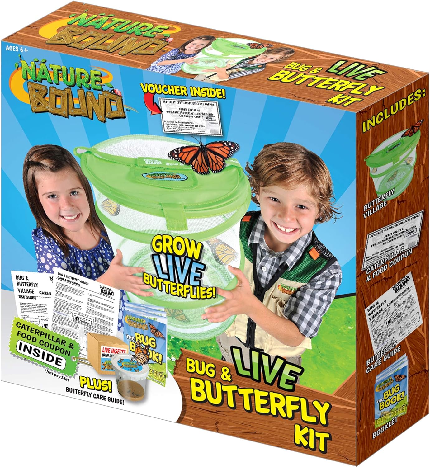 Nature Bound Butterfly Growing Kit - Live Caterpillar to Butterfly Project for Kids - Includes Voucher for Caterpillars, Green Pop-Up Enclosure, and STEM Learning Guide