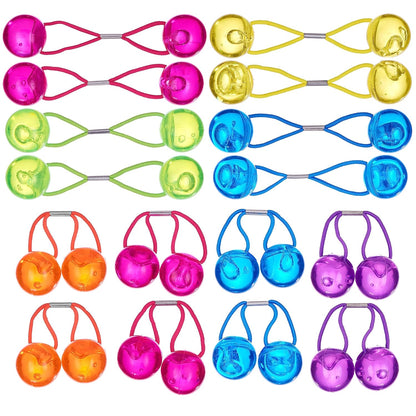 20pc Ponytailers Balls Elastics 18mm Round Opaque Multicolored Twin Beads Bauble Holders Toddler Kids Braiding Styling