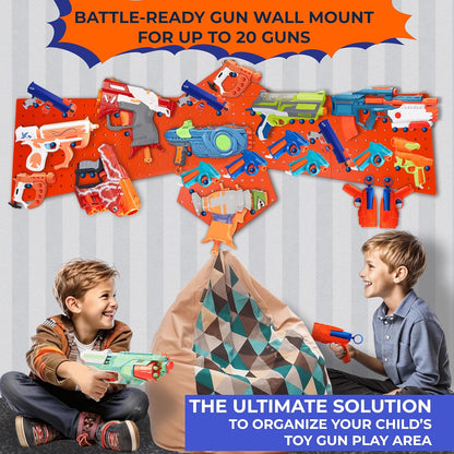 Skywin Wooden Pegboard for Nerf Gun Storage, Nerf Gun Wall Mount Eagle Shape, Compatible with All Blasters, Rack for Wall Organization - Birthday Gift for Kids (Orange)