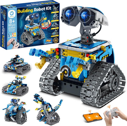 Sillbird Robot Building Kit with Remote Control STEM Gifts for Boys Age 8-13, Technic Coding Robotic Toys for Kids Birthday, Buildable 5in1 Models with 488 Pieces