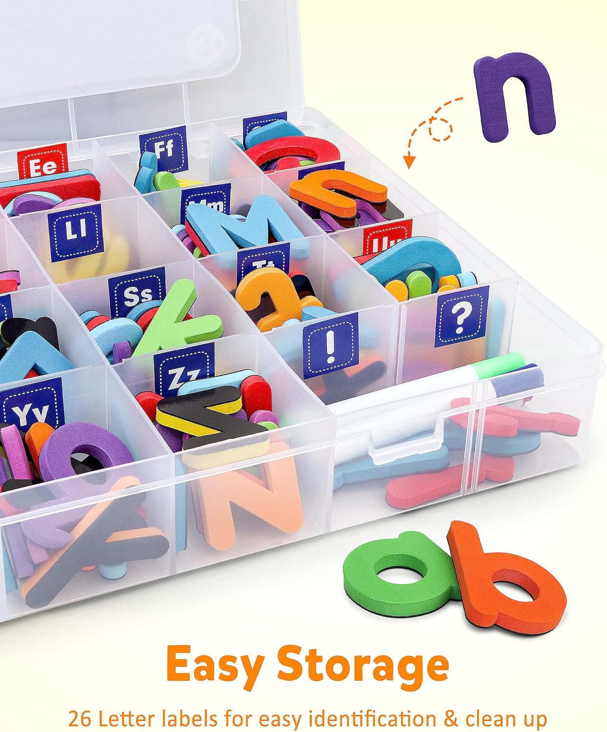 Coogam Magnetic Letters 234 Pcs, Uppercase Lowercase Foam Alphabet ABC Fridge Magnets, Educational Toy Set for Classroom Kids Learning Spelling with Magnetic Board and Storage Box