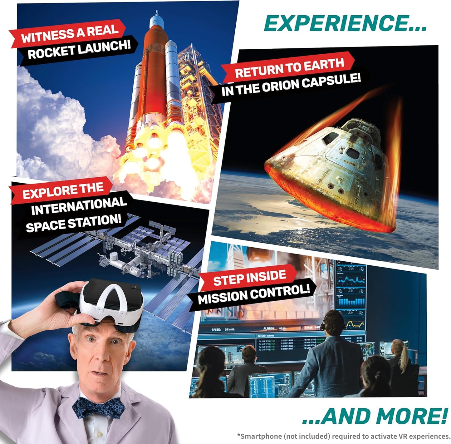 Abacus Brands Bill Nye's Science Squad: Rocket Lab VR - Virtual Reality Kids Science Kit, Book and Interactive Learning Activity Set - for Ages 8 and Up