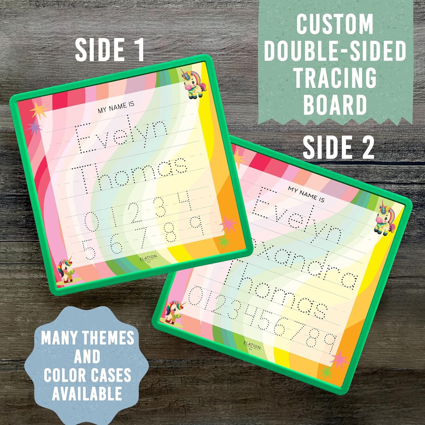 Kid's Name Tracing Board | Dry Erase Letter Tracing | Reusable Name Alphabet Tracing| Number Tracing | Personalized | Baby Unicorn Theme