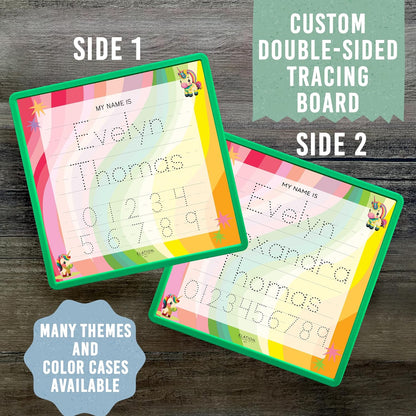 Kid's Name Tracing Board | Dry Erase Letter Tracing | Reusable Name Alphabet Tracing| Number Tracing | Personalized | Baby Unicorn Theme
