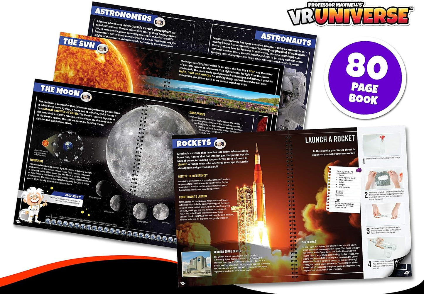 Professor Maxwell's VR Universe - Virtual Reality Kids Space Science Book and Interactive STEM Learning Activity Set (Full Version - Includes Goggles) - for Ages 8 and Up