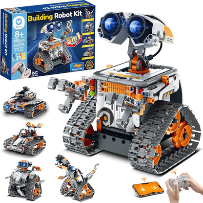 Sillbird Robot Building Kit with Remote Control STEM Gifts for Boys Age 8-13, Technic Coding Robotic Toys for Kids Birthday, Buildable 5in1 Models with 488 Pieces
