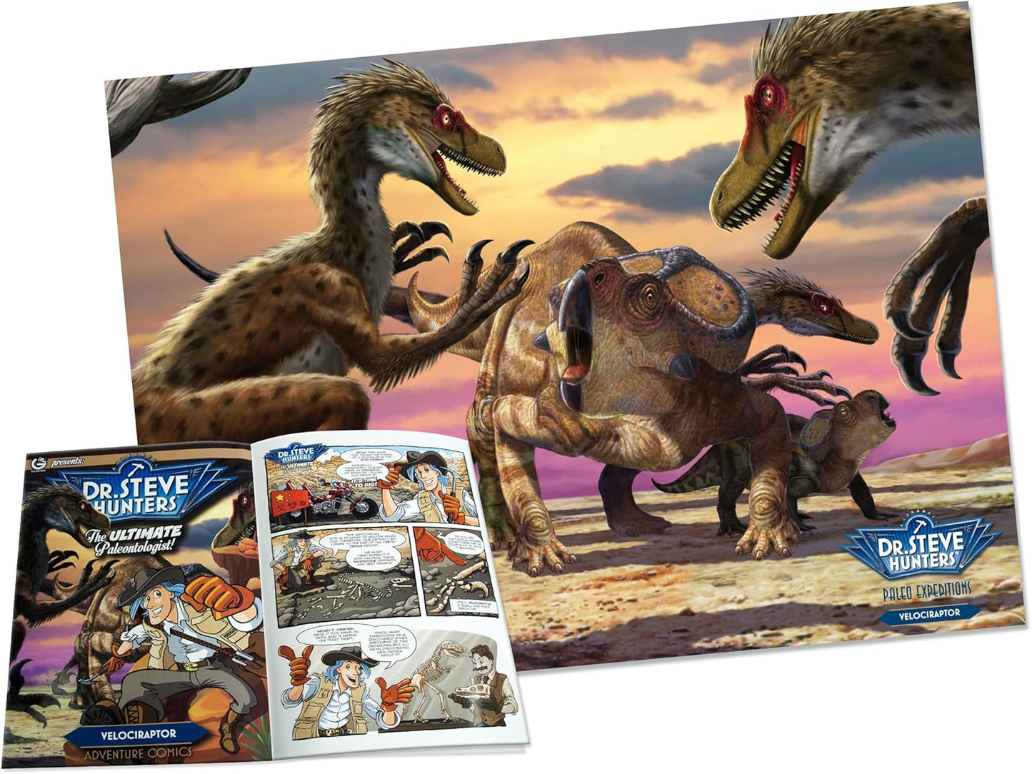 Uncle Milton Dr. Steve Hunters-Paleo Expedition Dino Dig Excavation Kit Velociraptor-14 Piece-Scientific Educational Toy