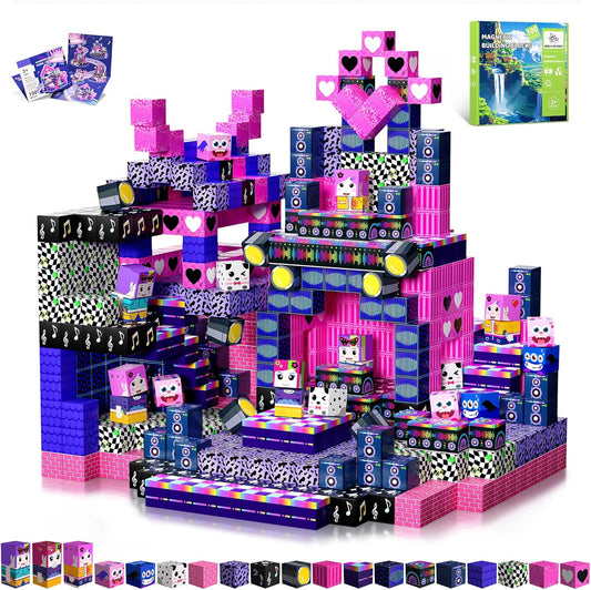 Magnetic Blocks, 150PCS Magnetic Building Blocks, Stacking Magnets for Kids, Sensory Toy for STEM Constructions Magnet Blocks for Girls Age 3+, Christmas Birthday Gifts (Snow Castle)
