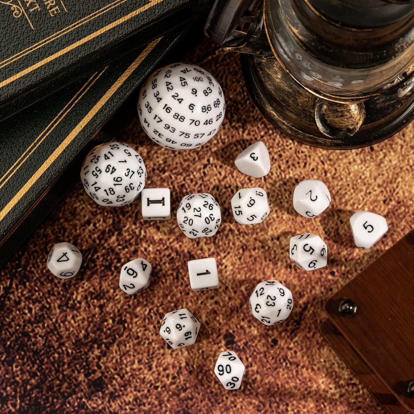15 Pieces Complete Polyhedral DND Dice Set D3-D100 Spherical D&D Dice Set with Dragon Eye Dice Bag, D100 Dice for RPG Table Games(Black w/Purple Numbers)