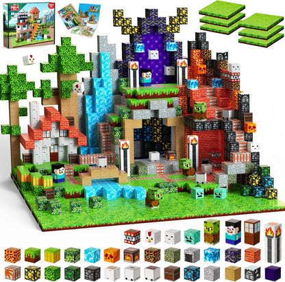Magnetic Blocks - 200PCS Magnetic Blocks with 6 Base Plate, Magnetic Building Blocks for Kids Ages 4 5 6 7 8, Stacking Magnets for Kids, Birthday Gifts for 3-10 Year Old Boy Girls, STEM Toys