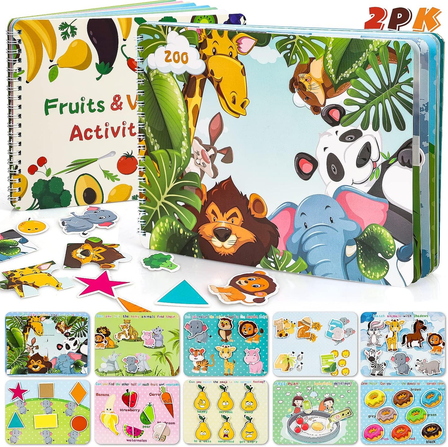 TOY Life Busy Book Preschool Learning Activities Toddler Busy Book with 32 Pages Autism Sensory Learning Materials Preschool Montessori Learning Toys for Kids 3+ Quiet Books for Boys and Girls