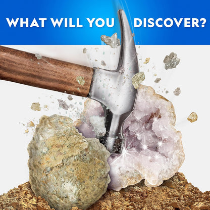National Geographic Break Open 15 Premium Geodes Science Kit - Includes Goggles & 3 Display Stands - Great STEM Science Kit, Geology Gift for Kids, Break Your Own Geodes with Crystals