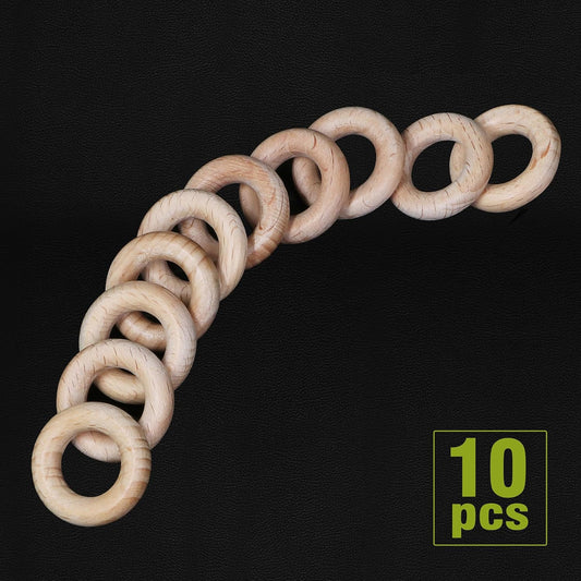 FoDau770 5pcs Natural Beech Wooden Rings, Unfinished Solid Wood Rings Heavy Duty Wood Circles, Macrame Craft Circles for Party, Home Decor & DIY Making - Outer Diameter: 3 Inch