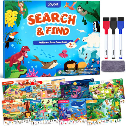 JoyCat Search and Find Activity Books, Animal Preschool Learning Activities for Toddlers & Kids, Travel Toys for Road Trip Car and Airplane, Busy Toy, Educational Game Gifts for Boys Girls Ages 3-5