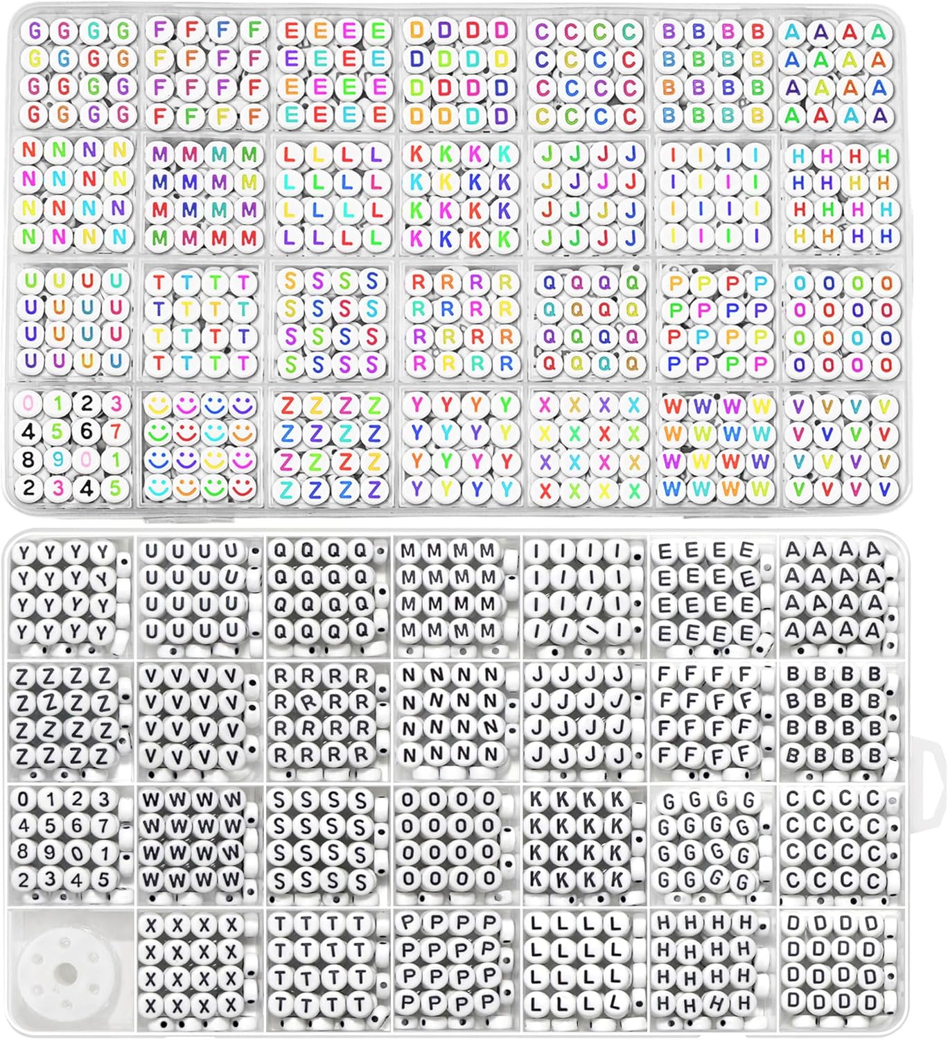 Colorful Alphabet Beads A-Z 1350+Pcs Letter Bead, Acrylic 4x7mm Round Digit Letter Beads Kits,Bracelets Necklaces DIY Jewelry Making Kits (Colorful,1350+PCS)