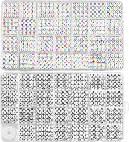 Colorful Alphabet Beads A-Z 1350+Pcs Letter Bead, Acrylic 4x7mm Round Digit Letter Beads Kits,Bracelets Necklaces DIY Jewelry Making Kits (Colorful,1350+PCS)