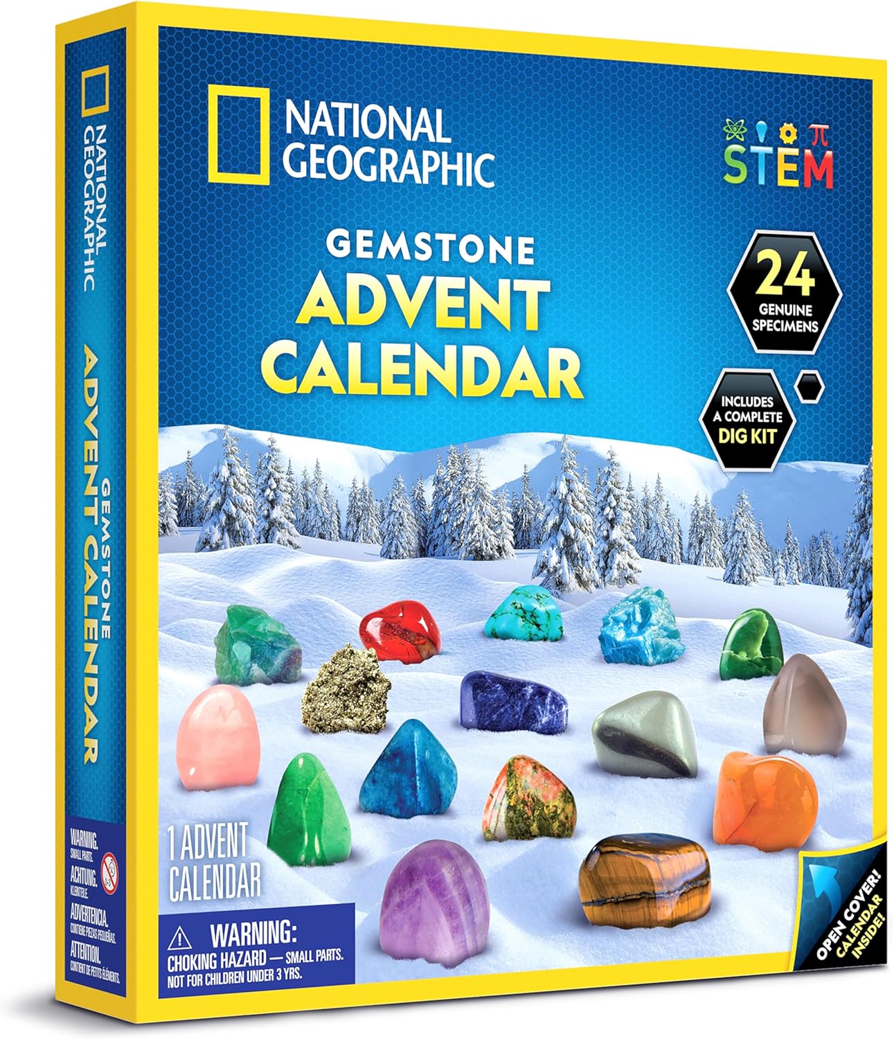 NATIONAL GEOGRAPHIC 2026 Rock Collection Advent Calendar - Countdown Calendar for Kids with 24 Gemstones, Minerals & Fossils for Kids, Complete Gem & Fossil Collection
