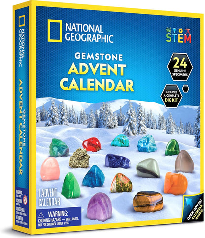 NATIONAL GEOGRAPHIC 2026 Rock Collection Advent Calendar - Countdown Calendar for Kids with 24 Gemstones, Minerals & Fossils for Kids, Complete Gem & Fossil Collection