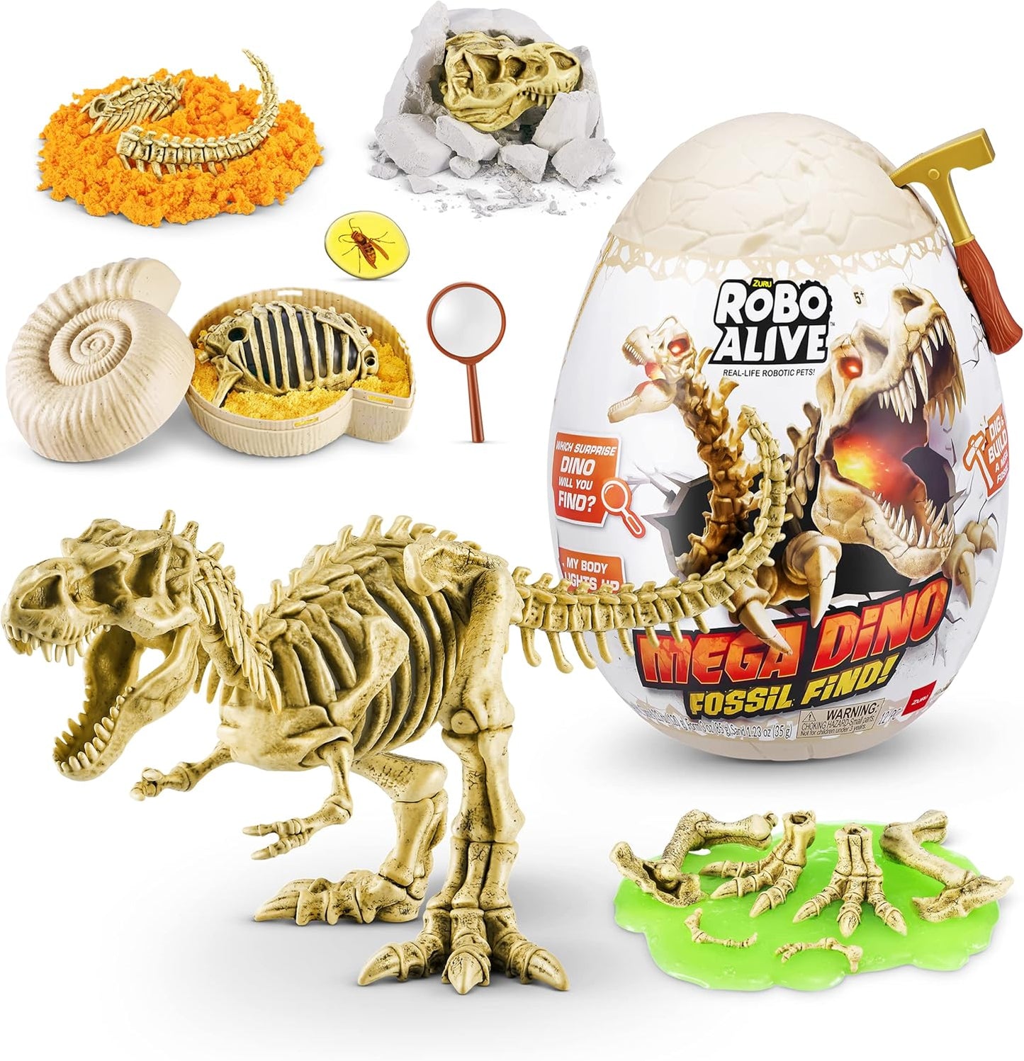 Robo Alive Mega Dino Fossil Find (T-Rex) by ZURU Dig and Discover, STEM, Excavate Prehistoric Fossils, Dinosaur Toys, Educational Toys, Great Science Kit Gift for Girls and Boys
