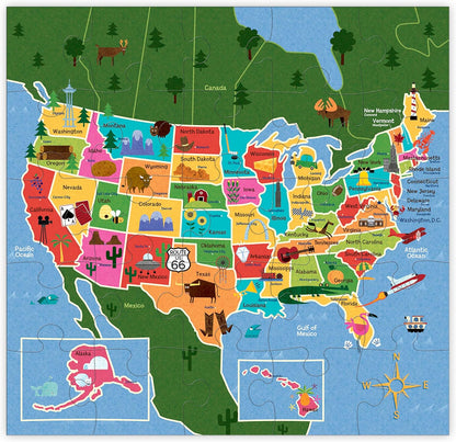 Mudpuppy Map Of USA - Jumbo 25 Piece Jigsaw Floor Puzzle Featuring States, Capitals, and More!