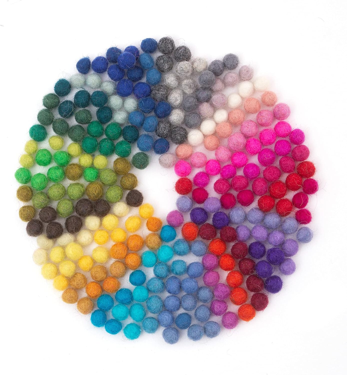 Glaciart One Wool Felt Balls Super Small (240 Pieces) 0.5 Centimeter - 0.2 Inch, Tiny Handmade Felted 40 Color (Red, Blue, Yellow, Black, Pastel and More) Bulk Small Puff for Felting and Jewelery