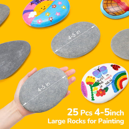 Simetufy 15 Pcs Rocks for Painting, River Rocks to Paint, 2"-3" Flat Painting Rocks, Smooth Rocks for Crafts, Natural Stones for DIY, Kindness Rocks Garden Decoration