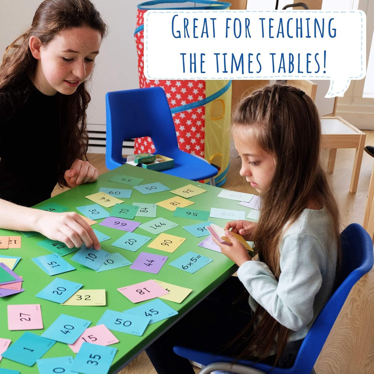 Times Tables Flashcards, one Set of 0-12 Times Tables Cards, 169 Double Sided Multiplication Flashcards with 2 Rings Included to organise Cards