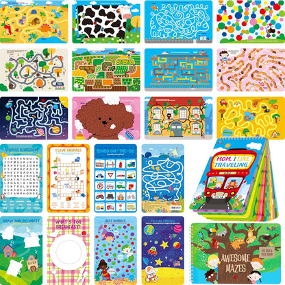 Logic Puzzles Game Pad, 30 Reusable & Erasable Logical Thinking Games-Sudoku, Scavenger Hunt, Math Games, Dry Erase Brain-Boosting Puzzles Activities Pad for Kids, Road Trip, Airplane & Car Travel