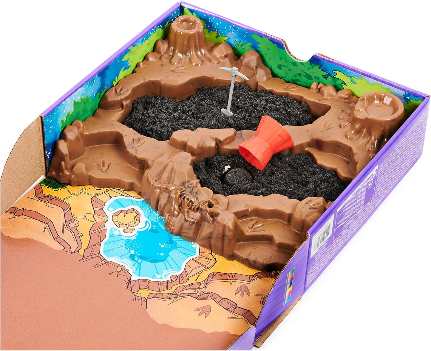 Kinetic Sand, Dino Dig Playset with 10 Hidden Dinosaur Bones, Play Sand Sensory Toys for Kids Aged 6 and up